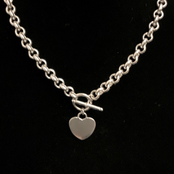 🌺 925 Italian Silvering Necklace with Toggle Heart Hook 37 Grams - Picture 1 of 7